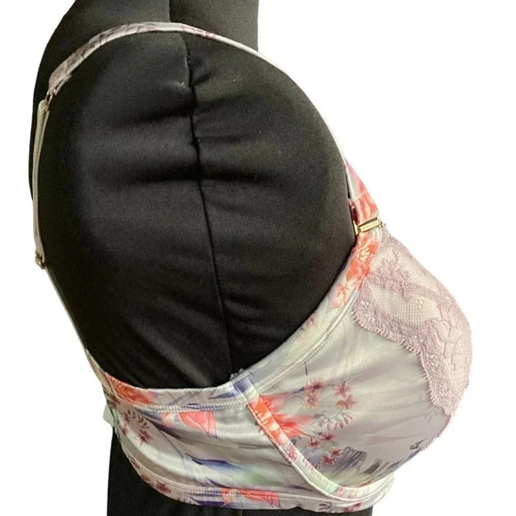 Pleasure State Bra, Pastel‎ Floral Design with Lace, Size 32E - Picture 3 of 8